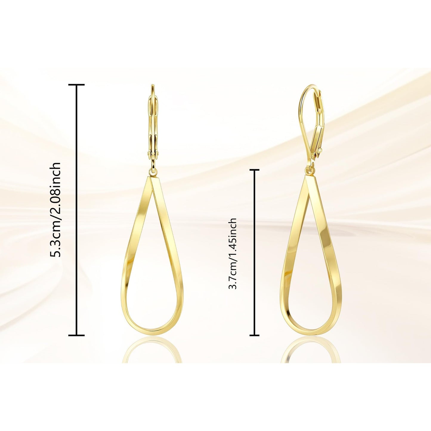 Gold  Earrings for Women Hypoallergenic Leverback Drop Dangle Earrings Trendy 14K Gold Plated Twisted Spiral Teardrop Rhombus Heart Dangle Earring for Women Dainty Fashion Jewelry Gifts -dropshippingabc.com