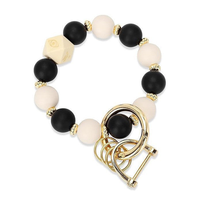 PU Tassel Keychain Women's Bag charm Silicone Beaded Keychain Wristlet Key Ring Bracelet Cute Car Key Chain Holder for Women Girls