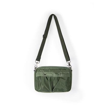 Women's Pleated Nylon Crossbody Bag - Small Square Shoulder Purse with Front Pockets -dropshippingabc.com