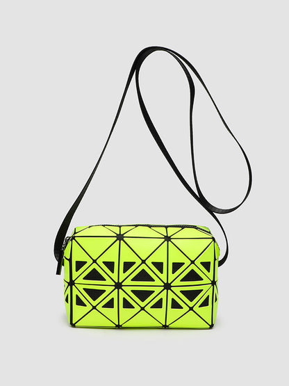 Fashion Small Square Box Crossbody Bag - Hollow Geometric Design Splicing Shoulder Bag, Commuter Small Square Purse -dropshippingabc.com