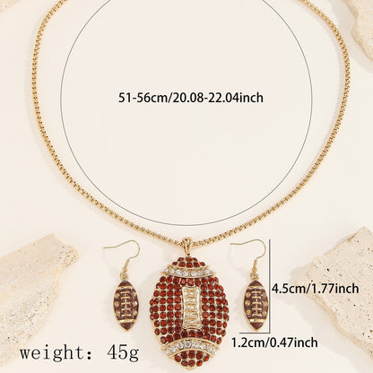 Rhinestone Football Rugby Earrings - Sparkling Sports Fan Dangle Earrings for Women Game Day Party -dropshippingabc.com