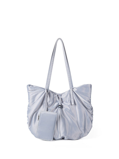 Casual Nylon Large Capacity Hobo Bag - Portable Tote for Women with Pleated Shoulder Design -dropshippingabc.com