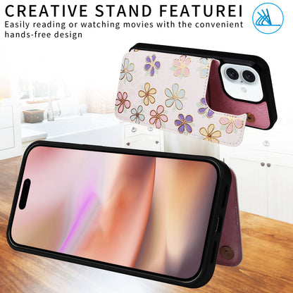 Applicable to Apple 16 painted double buckle four-insert card wallet case 16pro max all-inclusive anti-drop case protective cover -dropshippingabc.com