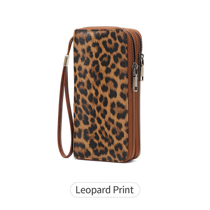 RFID anti-theft brush, women's long wallet, retro cow pattern organ card bag, large capacity clutch bag. -dropshippingabc.com