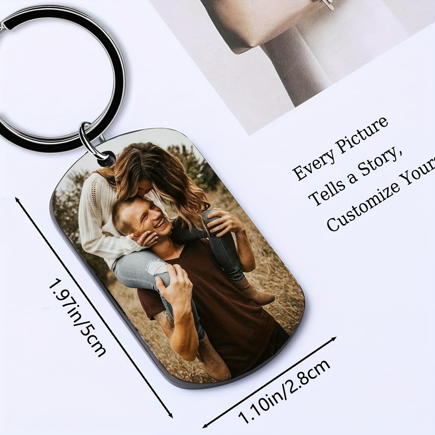 Stainless Steel Necklace Men and Women Personalized Custom Keychain with Pictures - Double Sided Engraving Photo Text Customized Key Chains for Men Boyfriend -dropshippingabc.com
