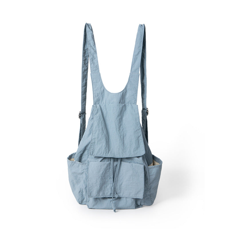 Lightweight Nylon Backpack Purse for Women - Pleated Large Capacity Multi-Pocket Daypack in Beige -dropshippingabc.com