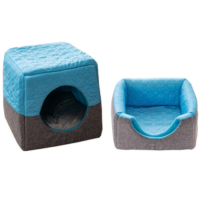 All-Season Semi-Enclosed Pet Bed - Warm Winter & Cool Summer Cat House for Small Dogs -dropshippingabc.com
