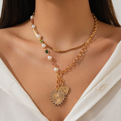 Heart Zircon Cuban Link Necklace - Gold Plated Paperclip Chain Hip Hop Jewelry for Women & Men -dropshippingabc.com