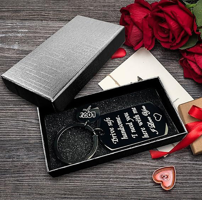 Driving Safety Keychain Boyfriend Birthday Father's Day Christmas Valentine's Day Men's Husband Gift Black -dropshippingabc.com