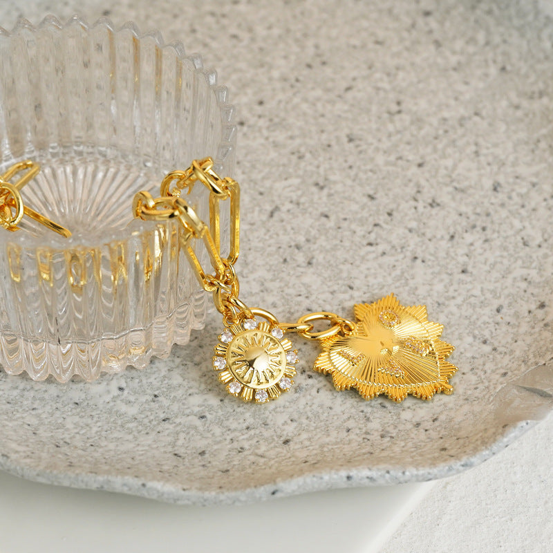 Heart Zircon Cuban Link Necklace - Gold Plated Chunky Paperclip Chain for Women & Men -dropshippingabc.com