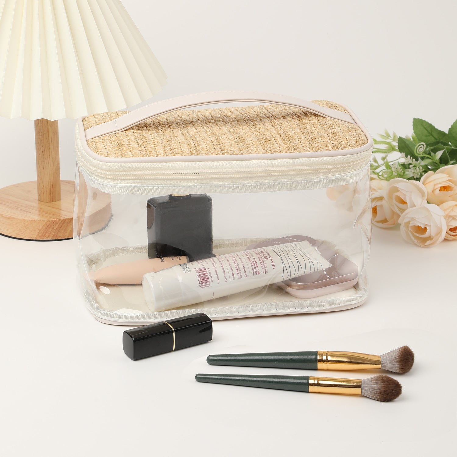 PVC Straw Makeup Bag for Women - Large Capacity Lightweight Travel Toiletry & Cosmetic Organizer -dropshippingabc.com