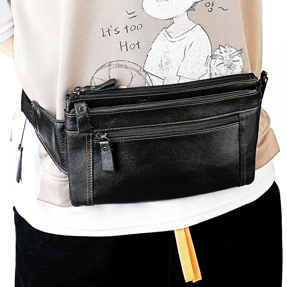 Multifunctional Genuine Leather Chest Bag & Waist Bag for Men and Women – Fanny Pack for Travel, Sports, Running, and Holidays with Multiple Pockets -dropshippingabc.com