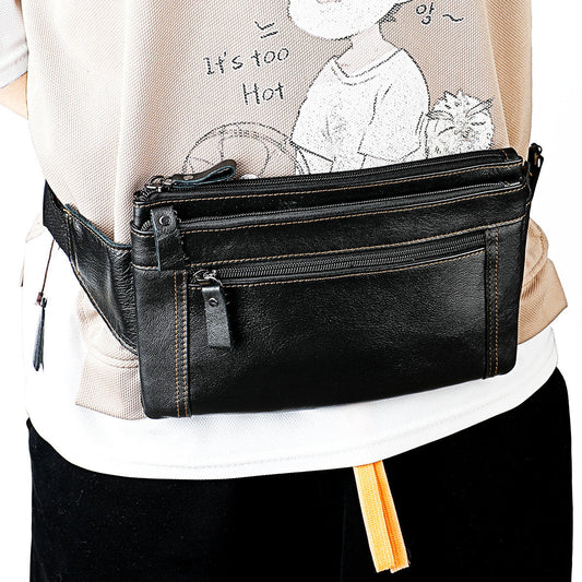 Multifunctional Genuine Leather Chest Bag & Waist Bag for Men and Women – Fanny Pack for Travel, Sports, Running, and Holidays with Multiple Pockets -dropshippingabc.com