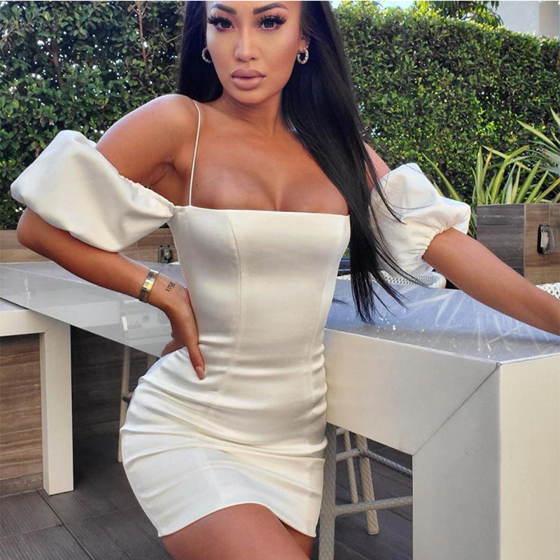 Women's Sexy Tube Sleeveless Bodycon Satin Suspender Mini Dress - Sexy Backless Wrap Cocktail Party Dress -dropshippingabc.com