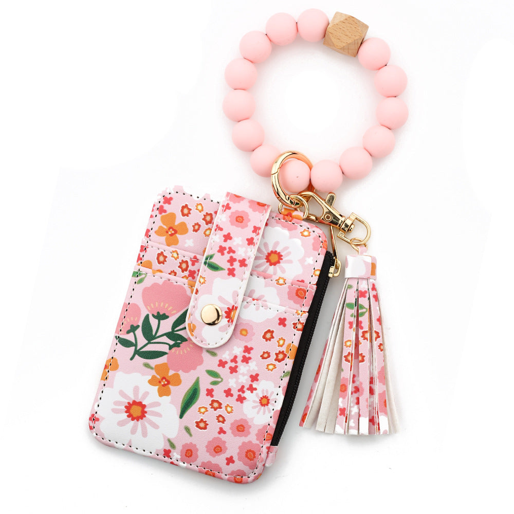 ID bag, silicone bracelet, floral folded edge card bag, TK printed leather wallet, keychain. -dropshippingabc.com