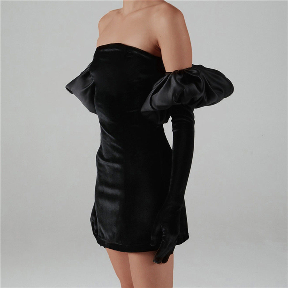 Women's Velvet Wrap Mini Dress - Sexy Backless & Off-Shoulder Party Dress -dropshippingabc.com