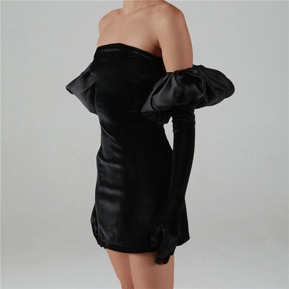 Women's Velvet Wrap Mini Dress - Sexy Backless & Off-Shoulder Party Dress -dropshippingabc.com