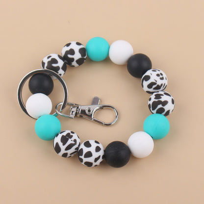 Silicone Beads Cow Sunflower Keychain Accessories, Creative Pendant Bracelet Bracelet Keyring Female - dropshippingabc.com