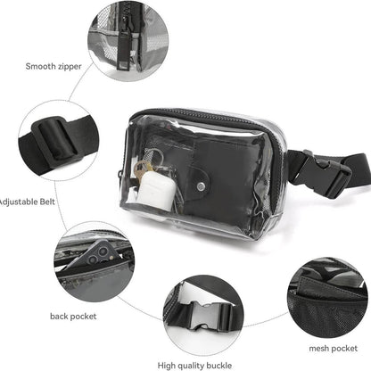 Waterproof Square Fanny Pack - Transparent Small Crossbody Belt Bag with Adjustable Strap, Stadium Approved -dropshippingabc.com