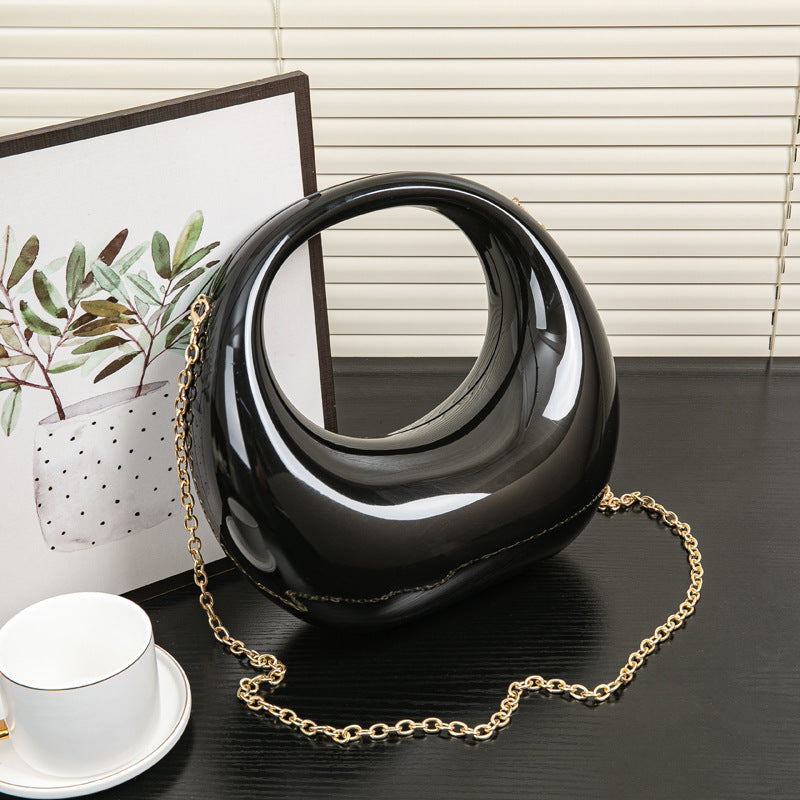 Acrylic Evening Clutch Purse - Gold & Silver Wedding Prom Bag with Chain, Stylish Makeup Clutch Box for Parties