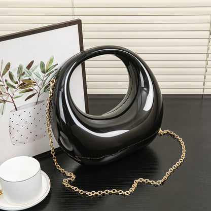 Acrylic Evening Clutch Purse - Gold & Silver Wedding Prom Bag with Chain, Stylish Makeup Clutch Box for Parties