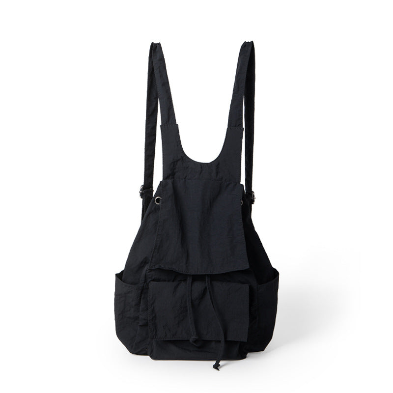 Lightweight Nylon Backpack Purse for Women - Pleated Large Capacity Multi-Pocket Daypack in Beige -dropshippingabc.com