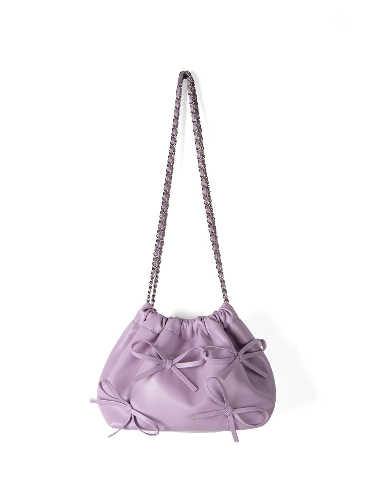 Bow Detail Soft Leather Crossbody Bag - Versatile Commuter Chain Shoulder Bag for Spring Fashion -dropshippingabc.com