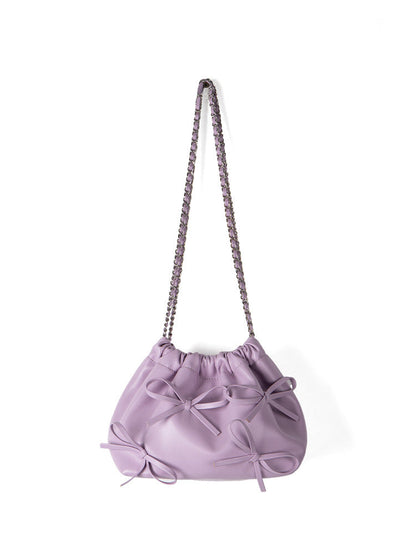 Bow Detail Soft Leather Crossbody Bag - Versatile Commuter Chain Shoulder Bag for Spring Fashion -dropshippingabc.com