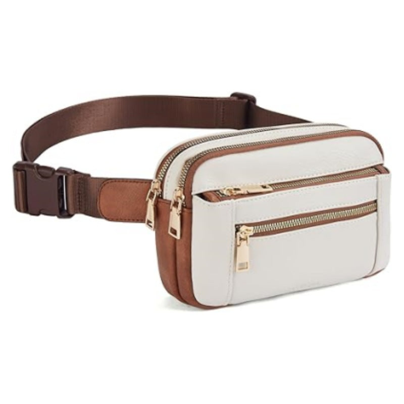 Versatile PU Splicing Fanny Pack – Crossbody Breast Bag, Waist Bag for Travel & Sports, Chest Purse, Belt Bag with Multiple Uses -dropshippingabc.com