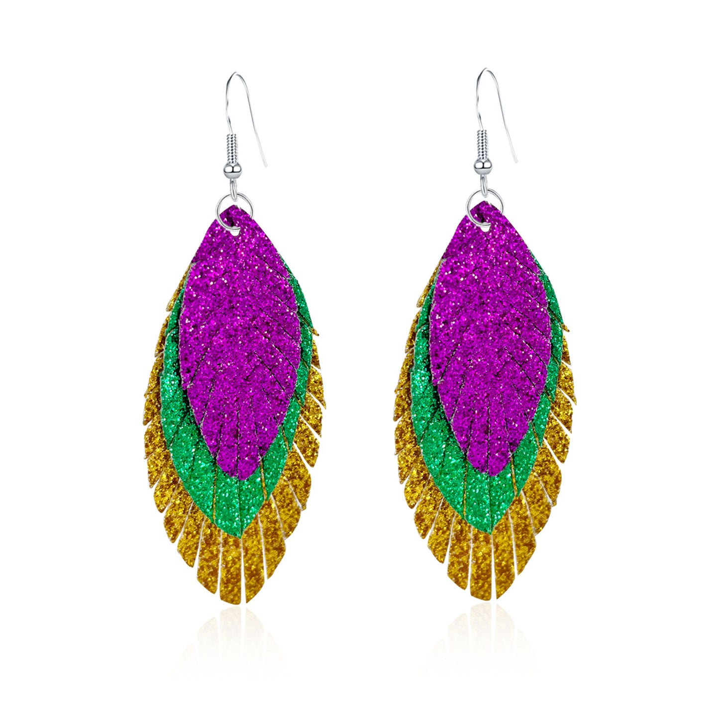 Bohemian Geometric Drop Earrings - Lightweight Feather, Leaf & Multi-Color Fringe Triple Tassel Dangles -dropshippingabc.com
