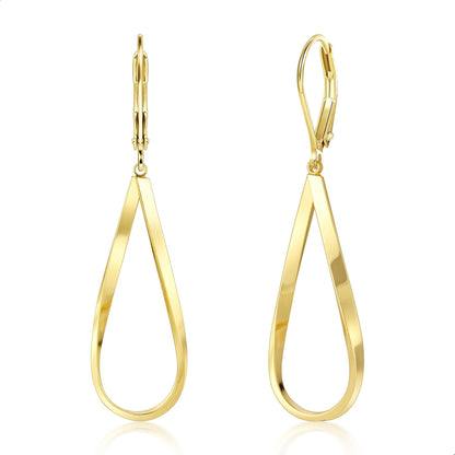 Gold  Earrings for Women Hypoallergenic Leverback Drop Dangle Earrings Trendy 14K Gold Plated Twisted Spiral Teardrop Rhombus Heart Dangle Earring for Women Dainty Fashion Jewelry Gifts -dropshippingabc.com