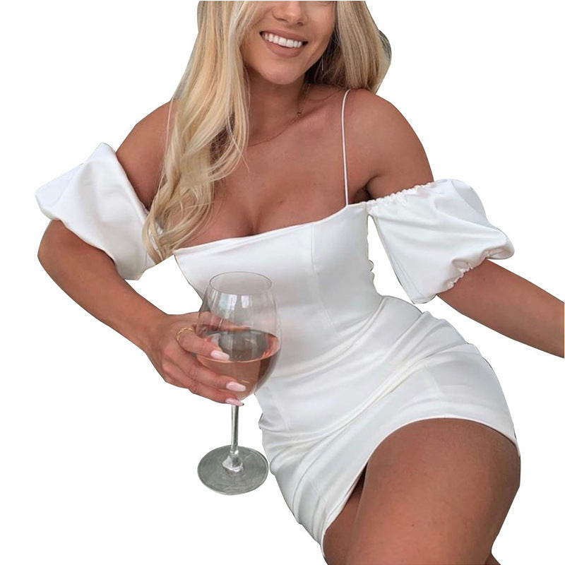 Women's Sexy Tube Sleeveless Bodycon Satin Suspender Mini Dress - Sexy Backless Wrap Cocktail Party Dress -dropshippingabc.com