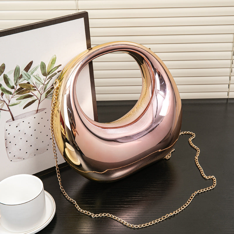 Acrylic Evening Clutch Purse - Gold & Silver Wedding Prom Bag with Chain, Stylish Makeup Clutch Box for Parties