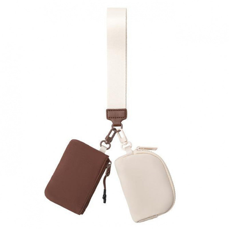 Waterproof Nylon ID Bag - Double Bag Multi-function Wristlet Wallet with Keychain for Women -dropshippingabc.com