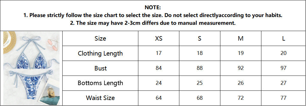 Contrasting Print Strap Sexy Bikini Split Swimsuit Batwing Short Sleeve Shirt W Plants Print