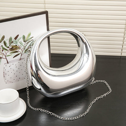 Acrylic Evening Clutch Purse - Gold & Silver Wedding Prom Bag with Chain, Stylish Makeup Clutch Box for Parties