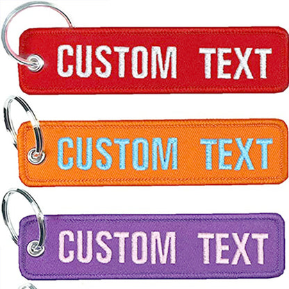 Double-sided Letter Woven Mark Embroidery Keychain Finished Decorative Materials, Luggage DIY Embroidery Key Pendant Customization -dropshippingabc.com