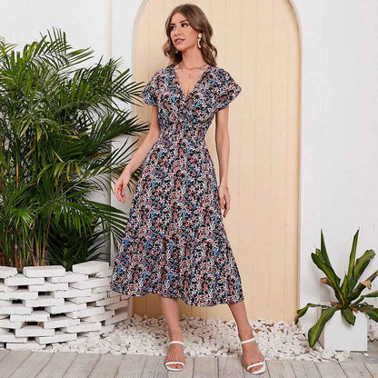 Women Summer Chiffon Floral Print Long Dress