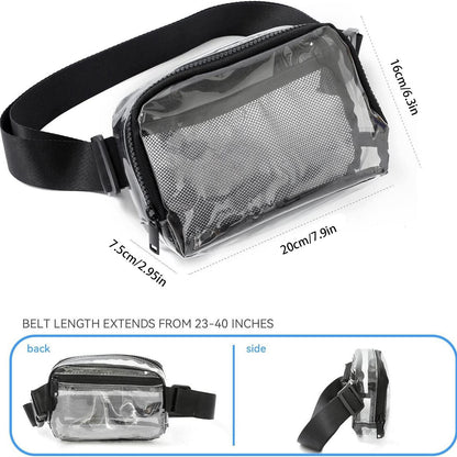 Waterproof Square Fanny Pack - Transparent Small Crossbody Belt Bag with Adjustable Strap, Stadium Approved -dropshippingabc.com