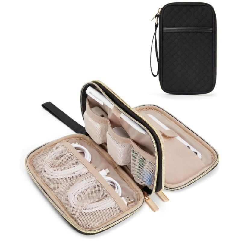 Zip Around Wristlet Wallet for Women with Headphone Cable Storage - Travel Cable Organizer Bag -dropshippingabc.com