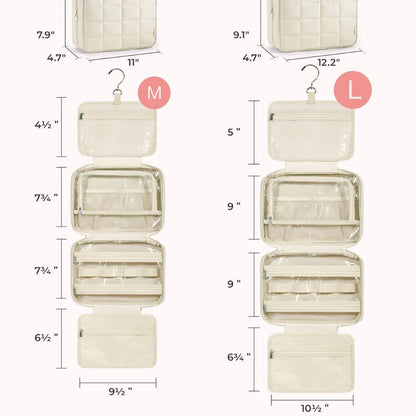 Travel Toilet Bag with Jewelry Storage - Hanging Toilet Bag & Fluffy Cosmetic Bag with Compartments -dropshippingabc.com