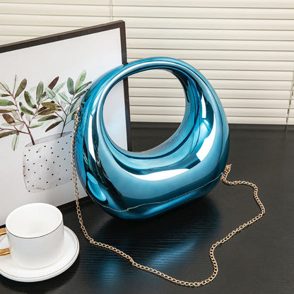 Acrylic Evening Clutch Purse - Gold & Silver Wedding Prom Bag with Chain, Stylish Makeup Clutch Box for Parties