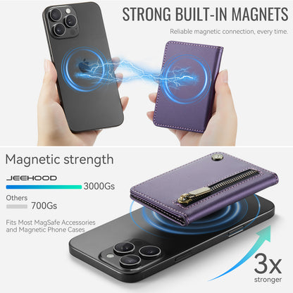 Magsafe ring magnetic card case  for iPhone17 card anti-theft brush 16/15/14/13 zipper change bag Wallet Magnetic Card Holder RFID Blocking, PU Leather Minimalist Phone Wallet Compatible with MagSafe Phones -dropshippingabc.com