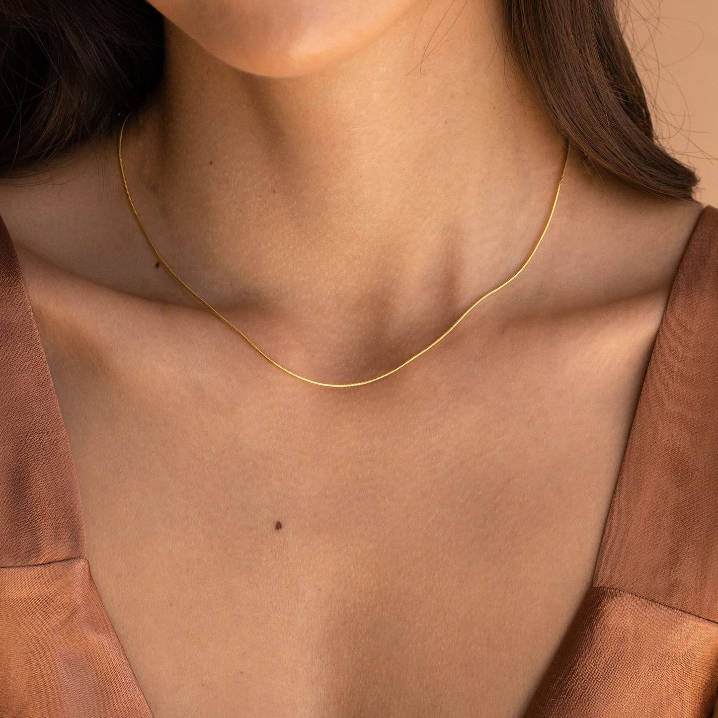 14K Gold Plated Herringbone Choker Necklace - Dainty Thin Snake Chain Layered Jewelry for Women -dropshippingabc.com