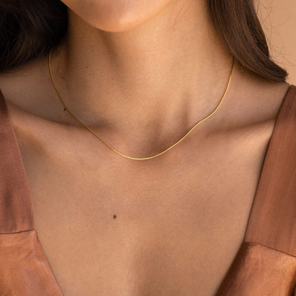 14K Gold Plated Herringbone Choker Necklace - Dainty Thin Snake Chain Layered Jewelry for Women -dropshippingabc.com