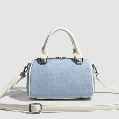 Denim Patchwork Boston Tote Bag for Women - Small Tote Purse with Detachable Crossbody Strap, Versatile Fashion Handbag for Girls -dropshippingabc.com