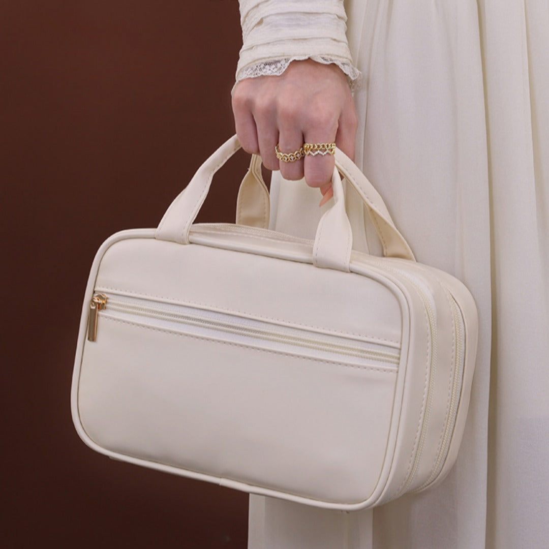 Double layer portable cosmetic bag, large capacity portable cosmetic storage bag, makeup bag organizer,Makeup bag with compartments, -dropshippingabc.com