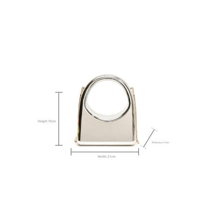 Acrylic Evening Bag with Metal Top Handle - Prom Clutch Purse with Detachable Crossbody Chain -dropshippingabc.com