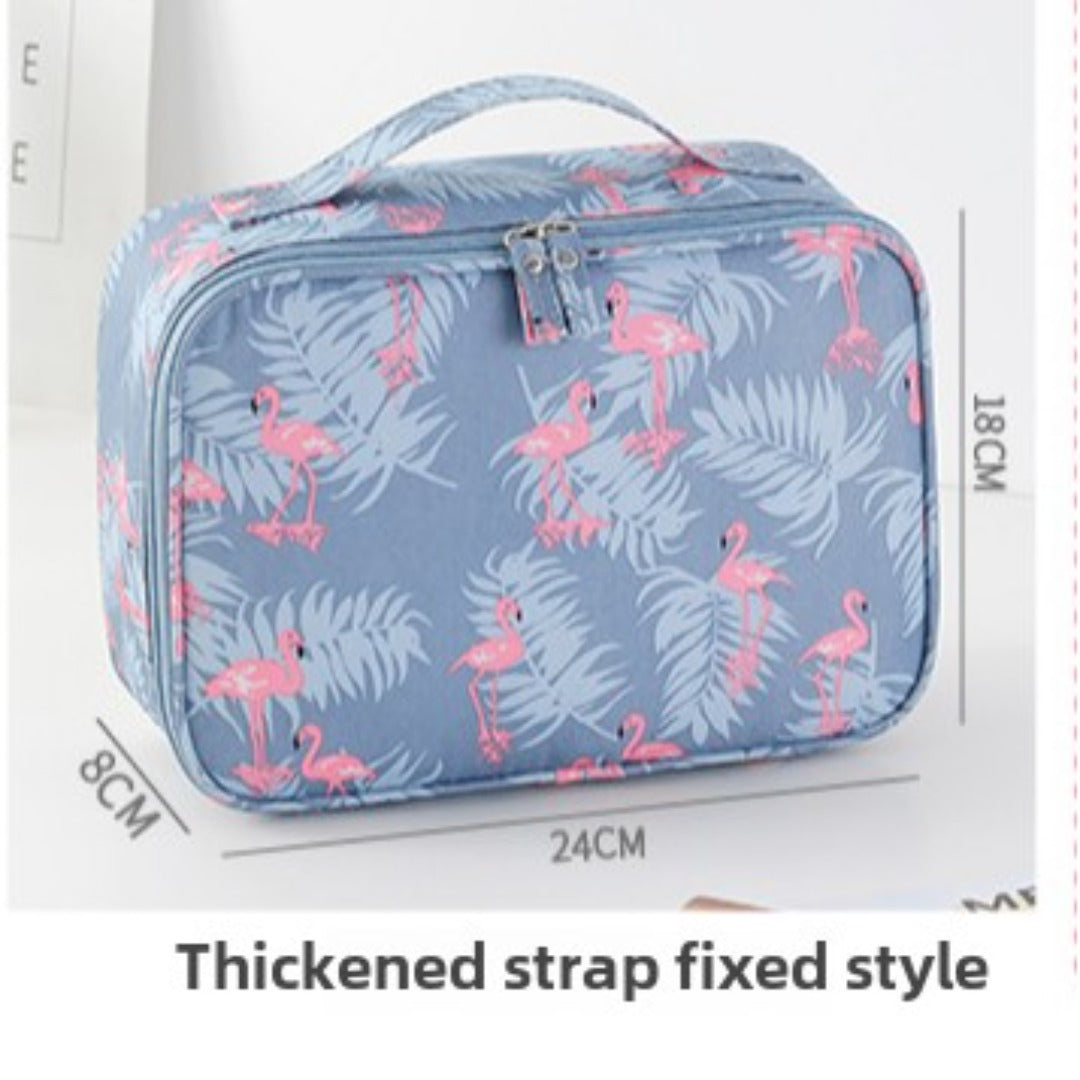 Travel Portable Large Capacity Cosmetic Bag - Printed Nylon Cosmetic Storage Case & Toilet Bag Organizer -dropshippingabc.com