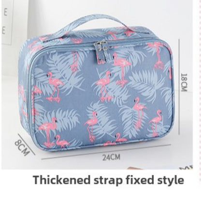 Travel Portable Large Capacity Cosmetic Bag - Printed Nylon Cosmetic Storage Case & Toilet Bag Organizer -dropshippingabc.com
